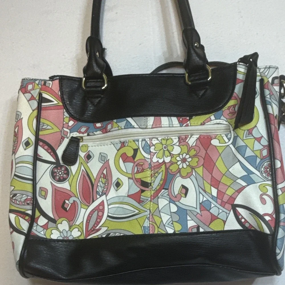 Nicole by Nicole Miller Floral Satchel Top Handle Bag, Detachable Strap, Large